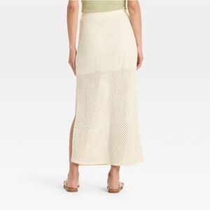 NWT Knit eyelet Midi Skirt Beachy in White Cream size XL